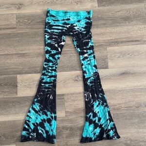 Baked by SFS Tie-Dye Ribbed Flare Pants Blue Black Size Medium